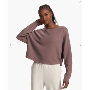 Vuori Size M/L slouchy waffle crewneck shirt - hazel Muted Purple long sleeve